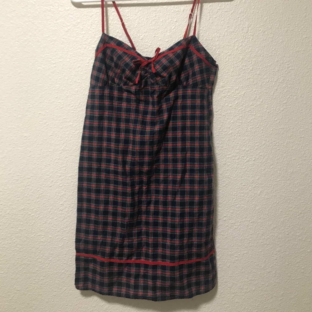 Red and black plaid mini dress